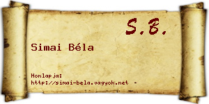 Simai Béla névjegykártya